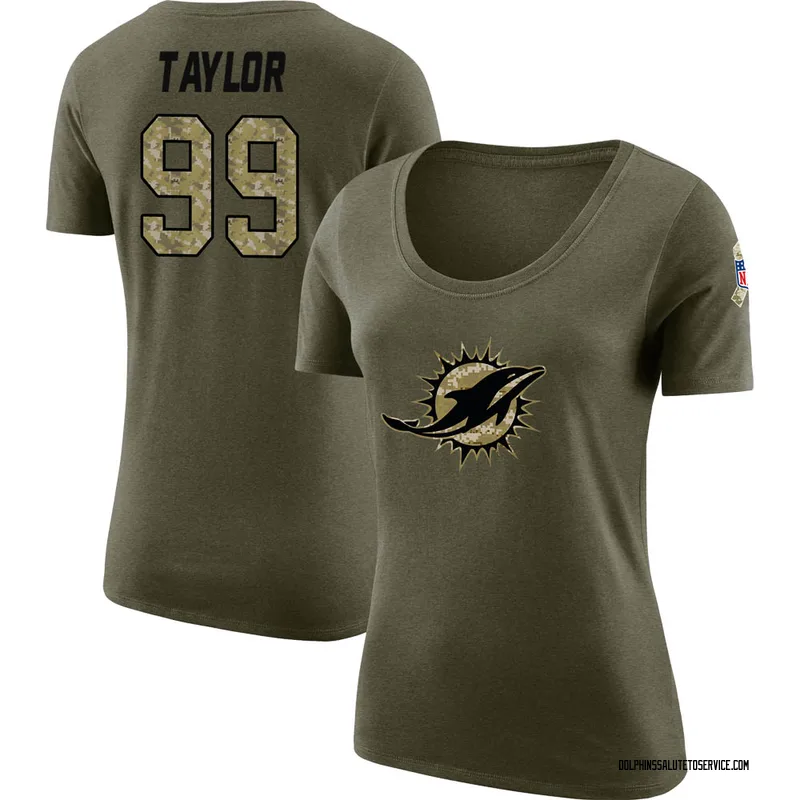 Tshirtsedge Women's Jason Taylor II Legend Salute to Service Scoop Neck T-Shirt - Olive